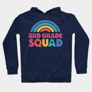 Cute School Teacher 3rd Grade Squad with Retro Rainbow and Hearts Hoodie